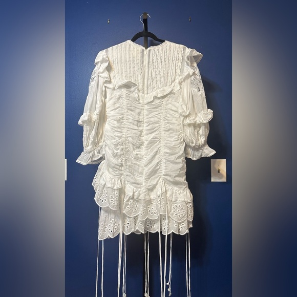 NWT FARM Rio White Ruffled Mini Dress - Picture 8 of 14